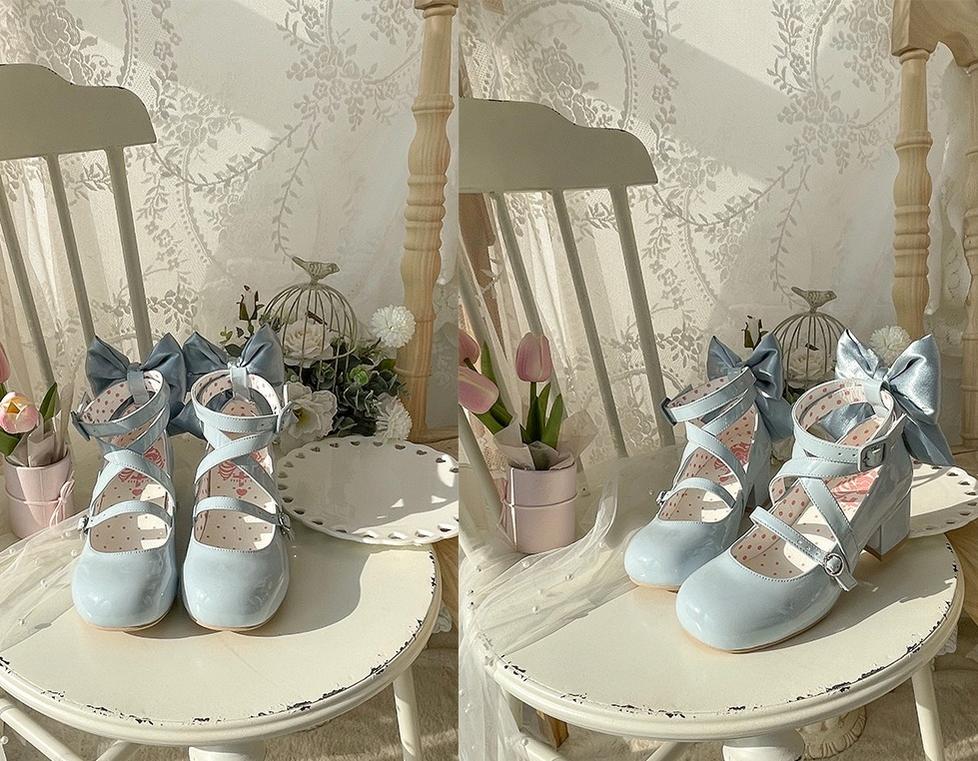 MODO - Follow in the Moonlight - Sweet Lolita Round Toe Shoes with Large Bow - Image 18