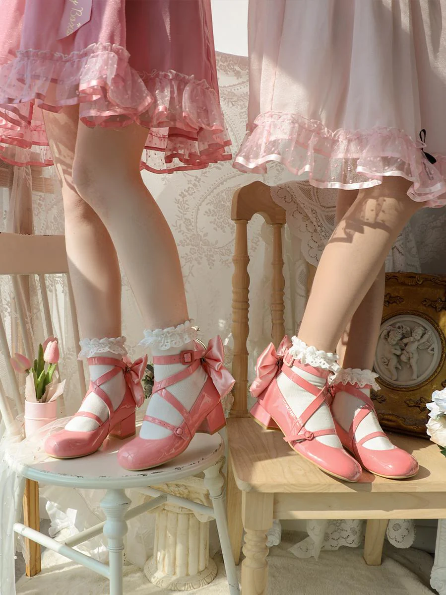 MODO - Follow in the Moonlight - Sweet Lolita Round Toe Shoes with Large Bow - Image 5