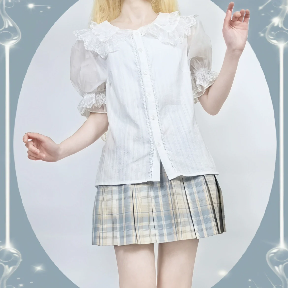 DMFS - Sweet Lolita Shirt Cotton Lolita Blouse Doll Collar - Image 2