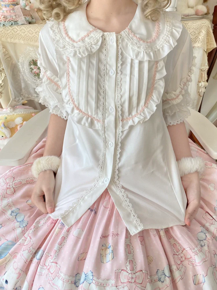 Suiyi - Sweet Lolita Shirt, Short Puff Sleeves - Image 2