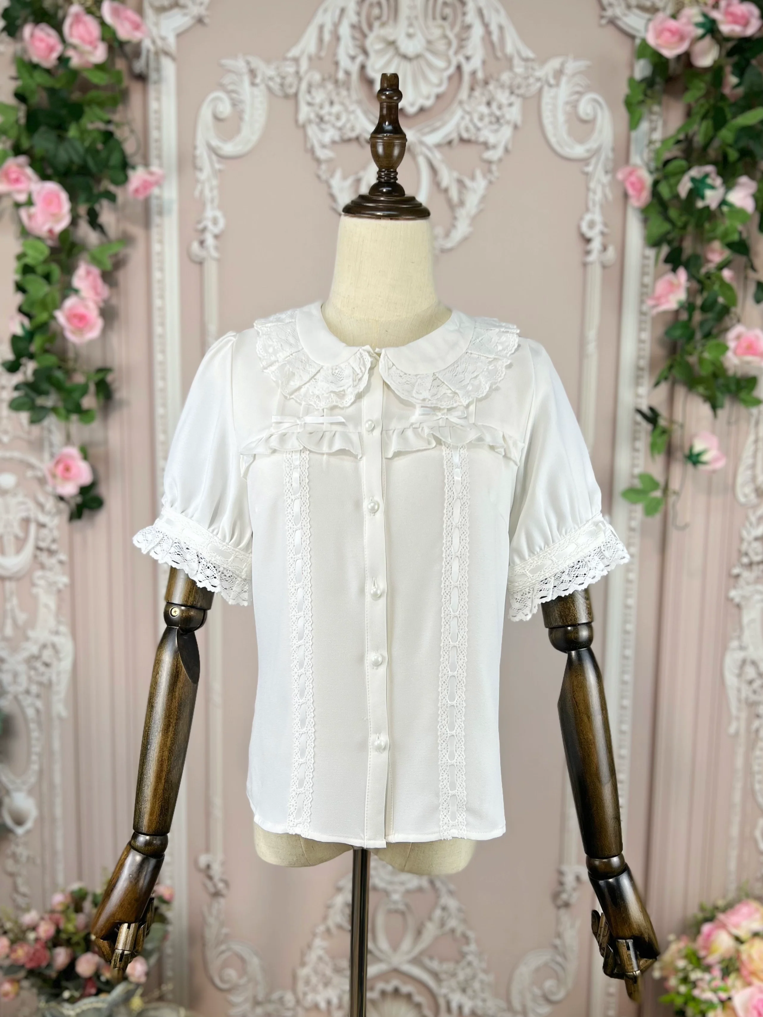 DMFS - Sweet Lolita Shirt Vintage Doll Collar Summer Top - Image 6