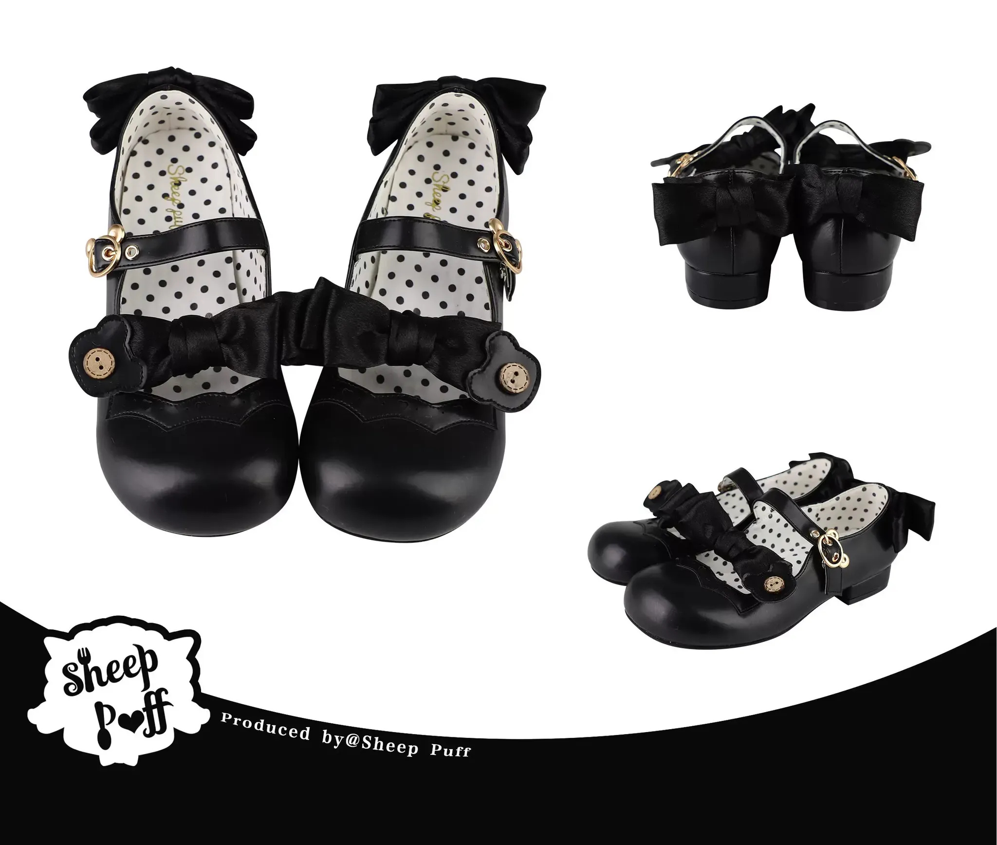 Bear Room - Sweet Lolita Shoes Double Bow Round Toe Flat Shoes - Image 17