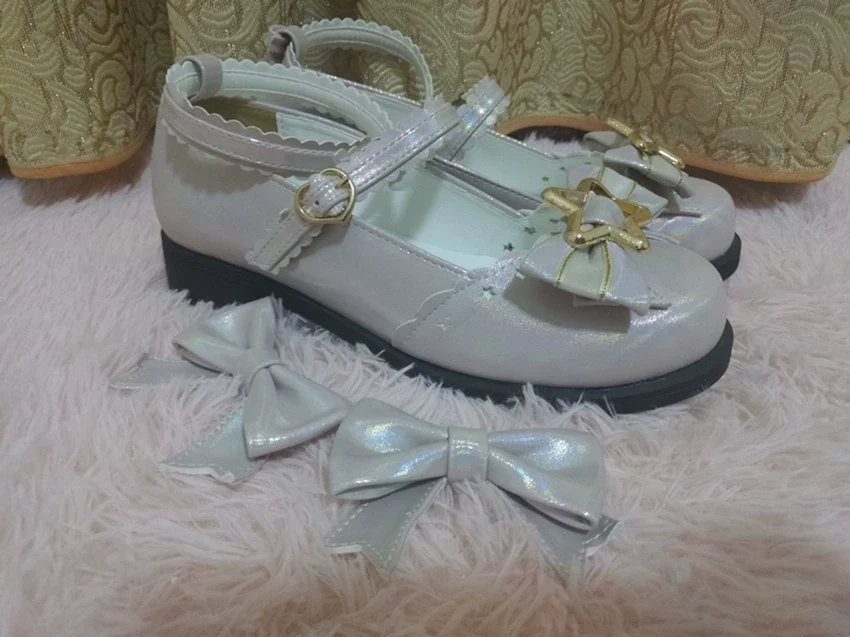Bubble Cat - Dreamy Starry - Sweet Lolita Shoes Low Heel Bow Shoes - Image 7