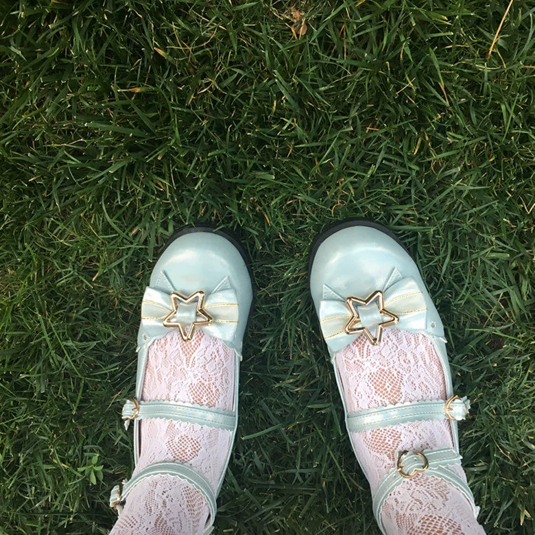 Bubble Cat - Dreamy Starry - Sweet Lolita Shoes Low Heel Bow Shoes - Image 9