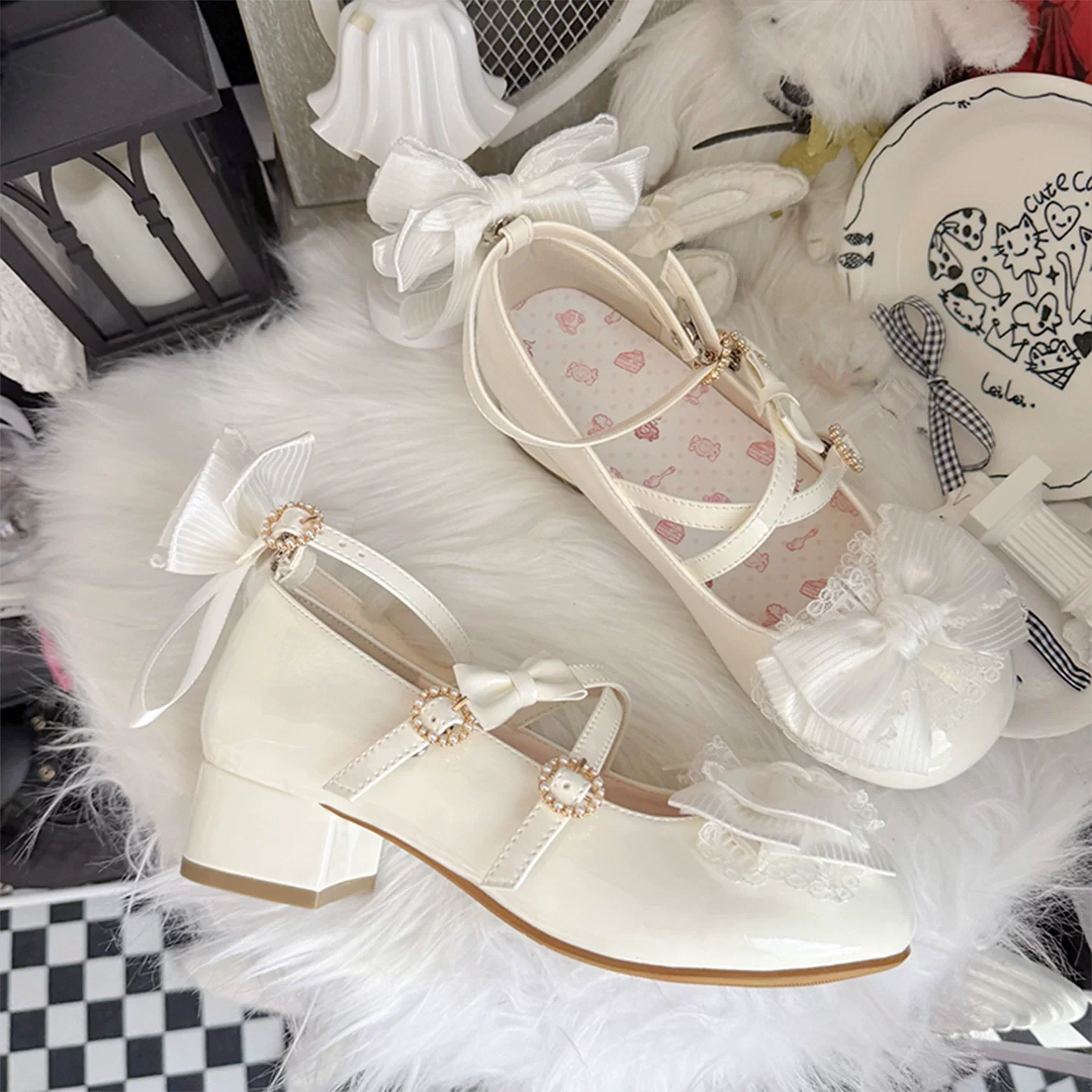 Cloud Satin Dream - Sweet Lolita Shoes, Ribbon Bows & Round Toe - Image 5