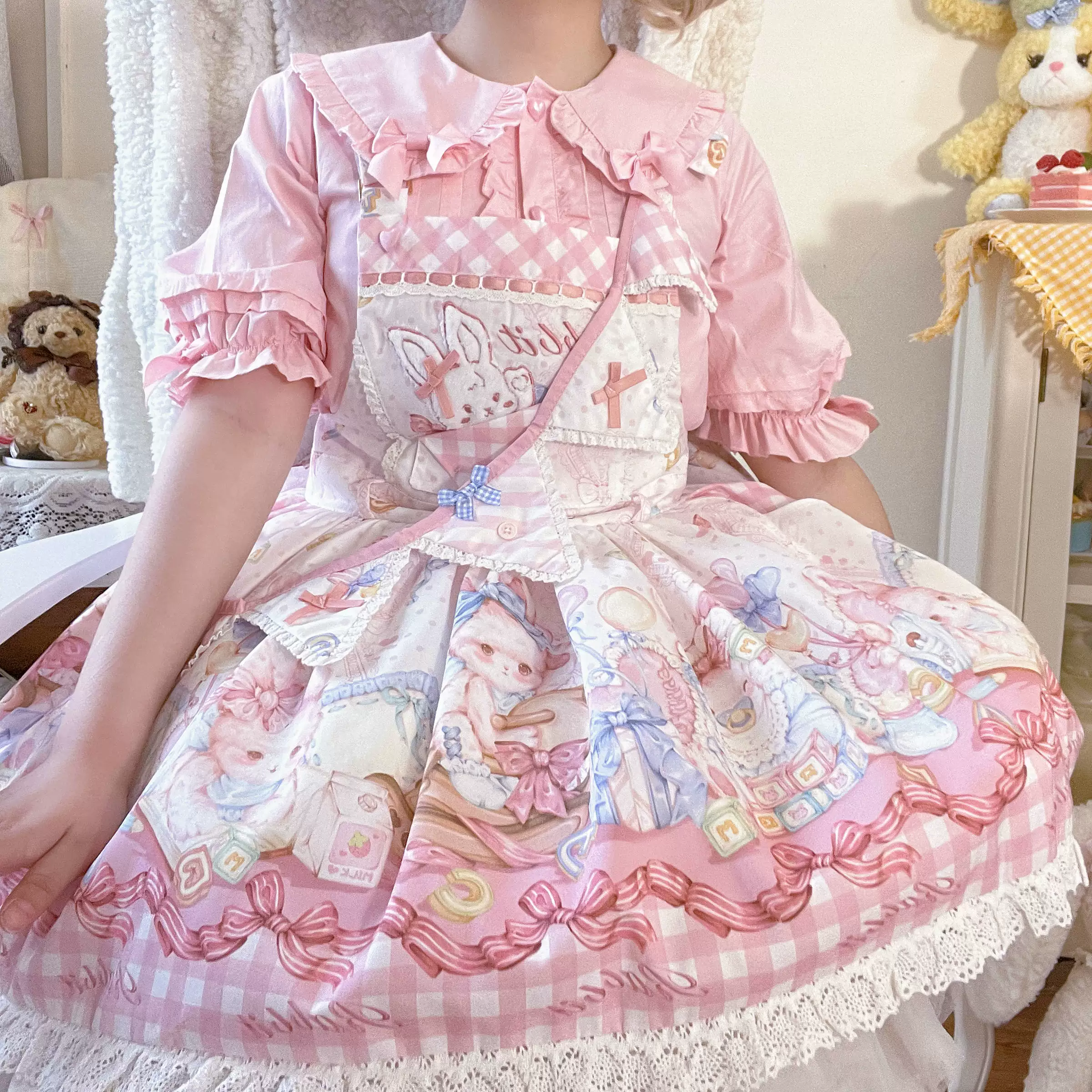 Cute Rabbit - Sweet Lolita Short Sleeve Shirt, Bunny Ears - Image 5