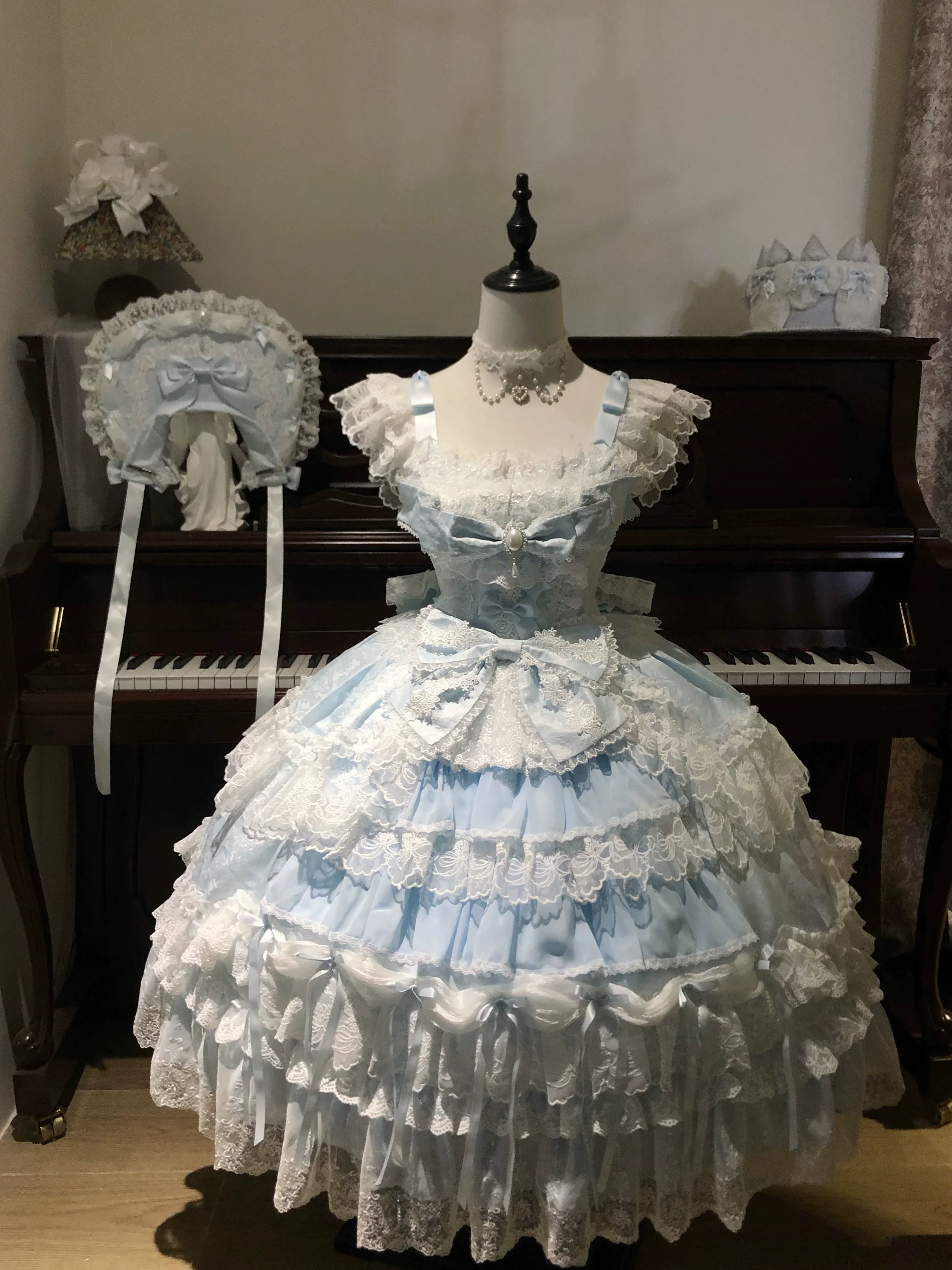 Eternal Floral Whisper - Sweet Lolita Tiered JSK Dress with Lace - Image 3