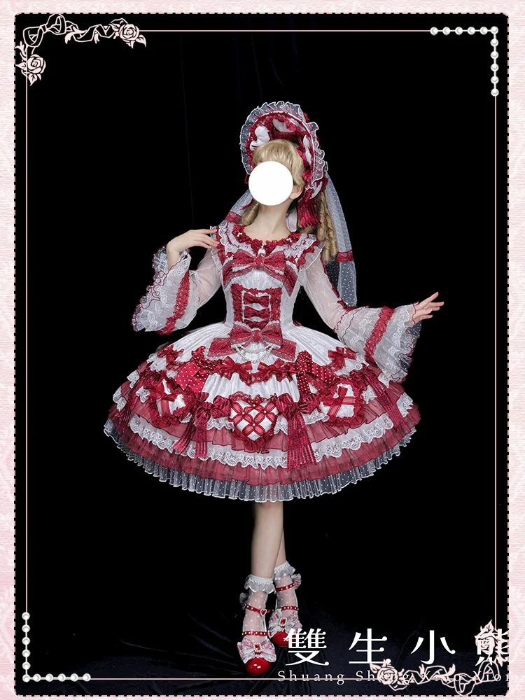 Shuang Sheng Xiao Xiong - Heart of Love - Sweet Lolita Wedding JSK, Bow Details - Image 15