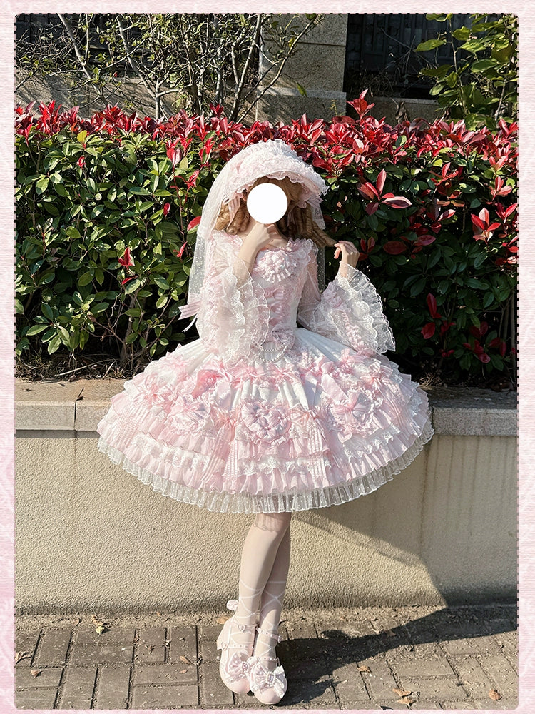 Shuang Sheng Xiao Xiong - Heart of Love - Sweet Lolita Wedding JSK, Bow Details - Image 41