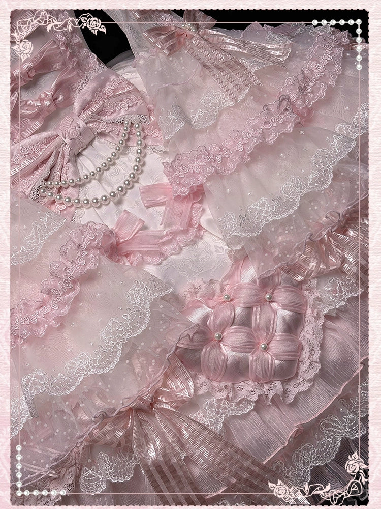 Shuang Sheng Xiao Xiong - Heart of Love - Sweet Lolita Wedding JSK, Bow Details - Image 67