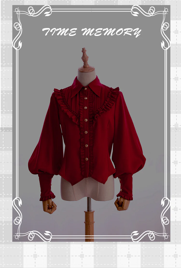 Elegant Lolita Slim Fit Mutton Sleeve Blouse - Image 28