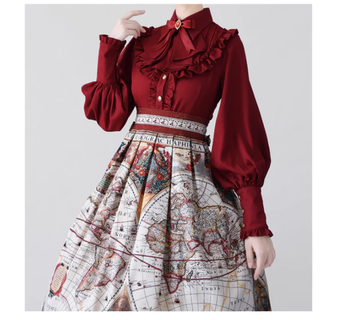 Elegant Lolita Slim Fit Mutton Sleeve Blouse - Image 38
