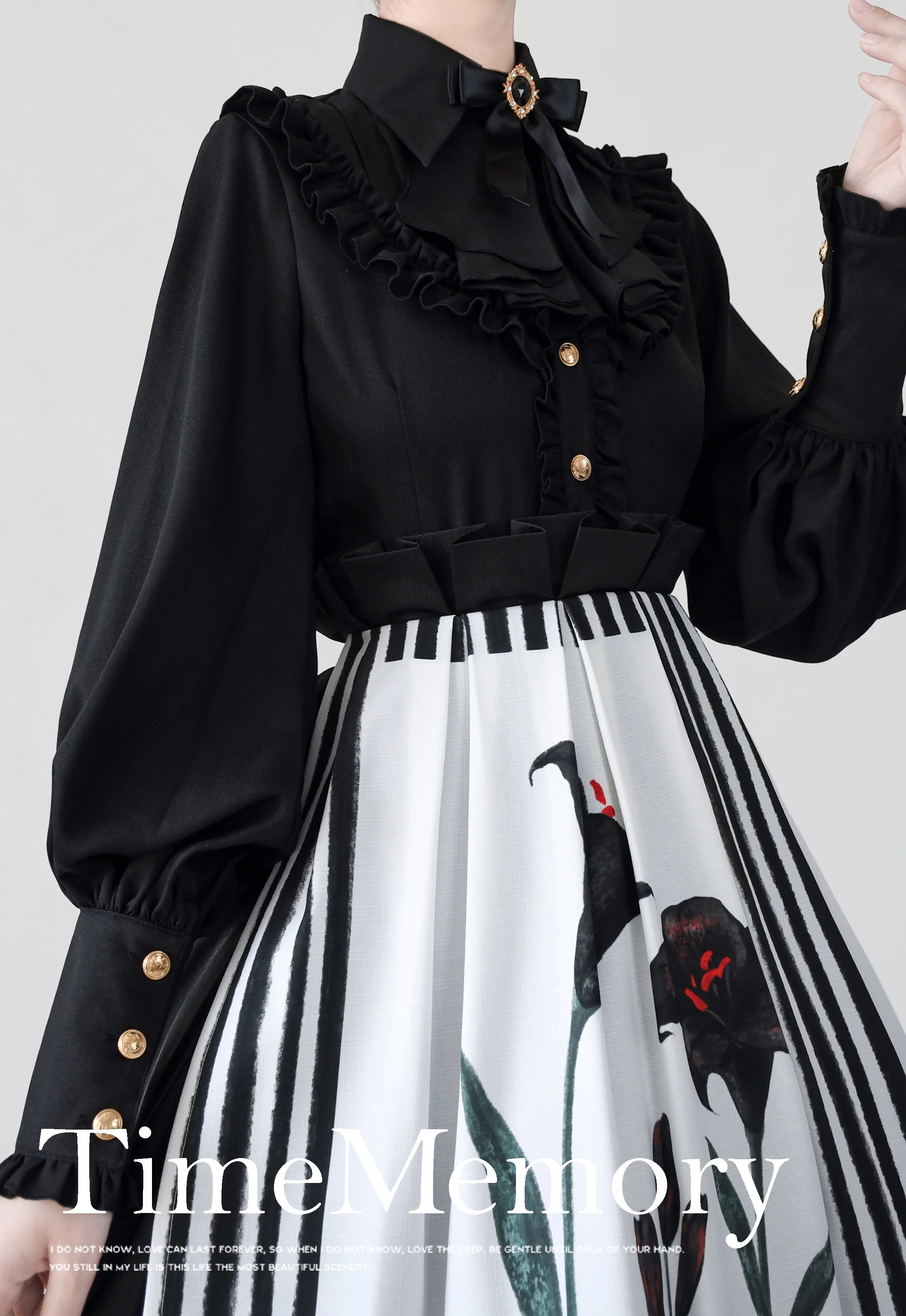 Elegant Lolita Slim Fit Mutton Sleeve Blouse - Image 6