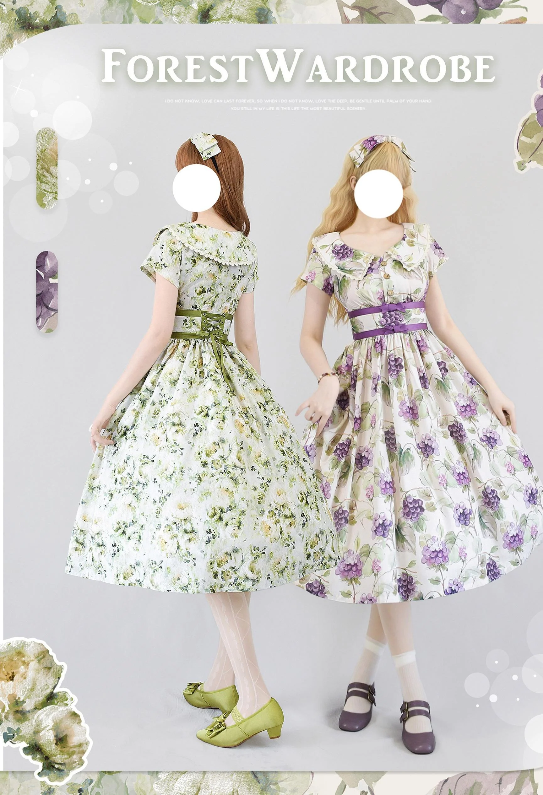 Forest Holiday - Vintage Daily Lolita Floral Printed OP Dress - Image 11