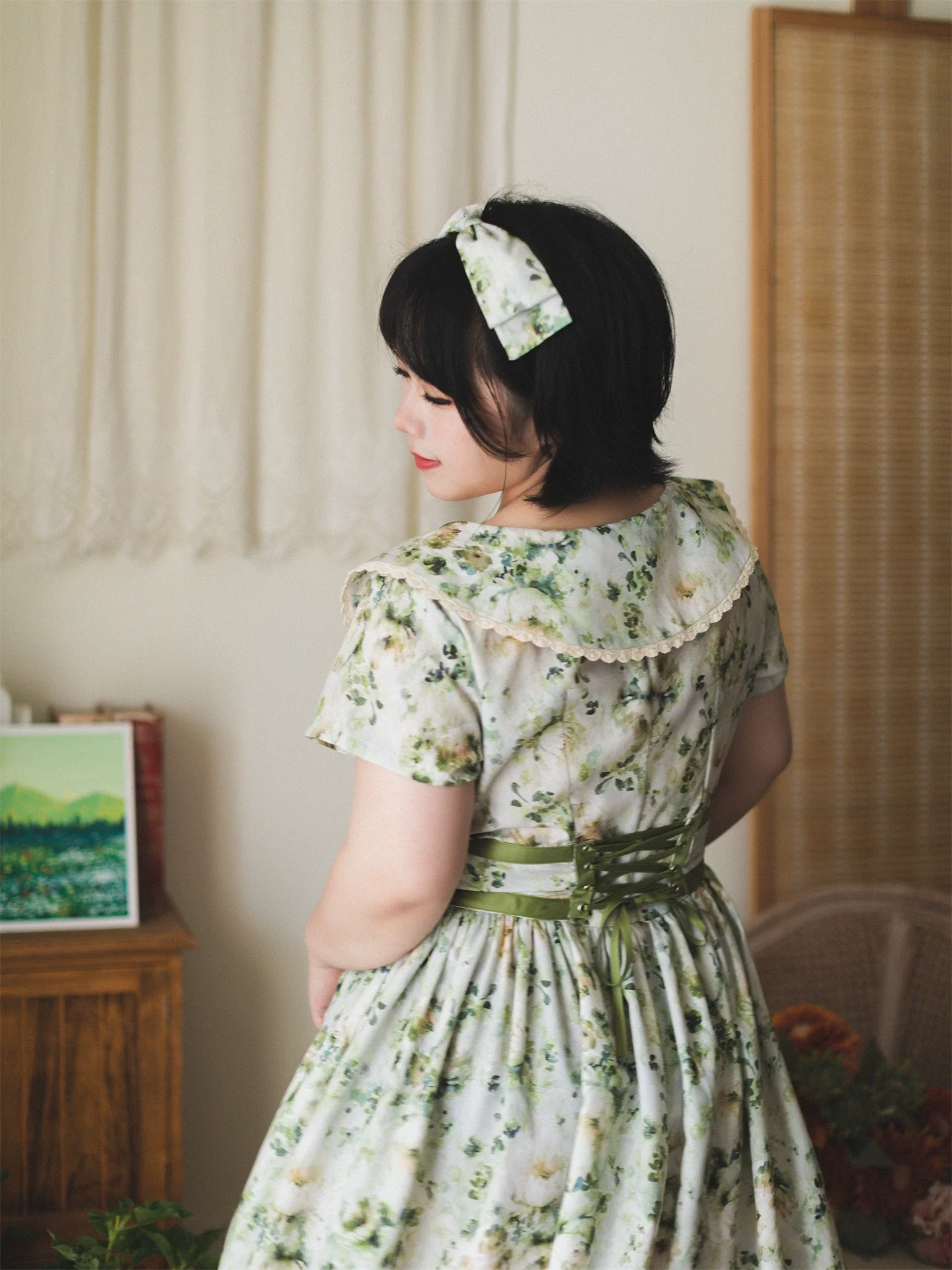 Forest Holiday - Vintage Daily Lolita Floral Printed OP Dress - Image 5