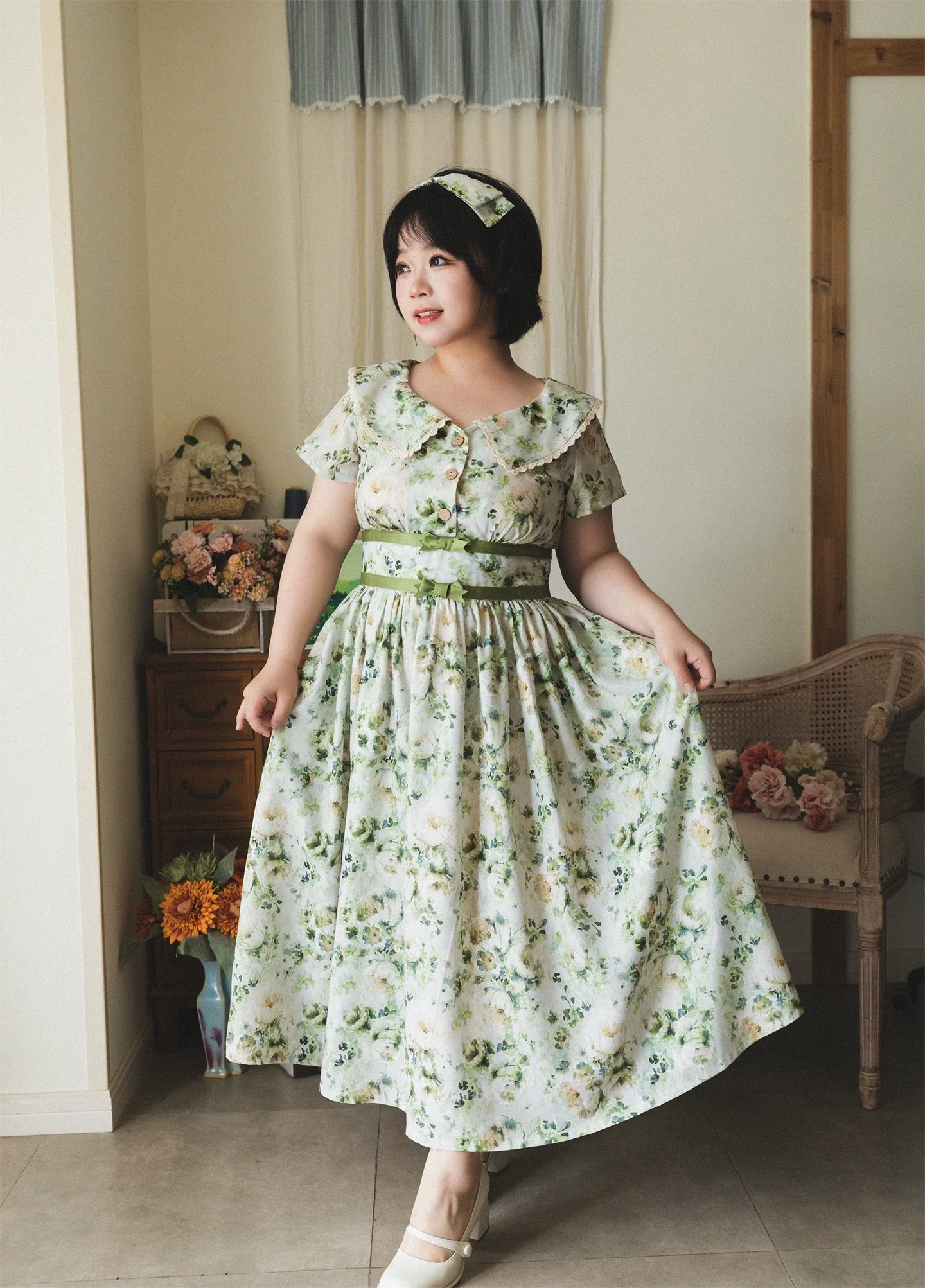Forest Holiday - Vintage Daily Lolita Floral Printed OP Dress - Image 7