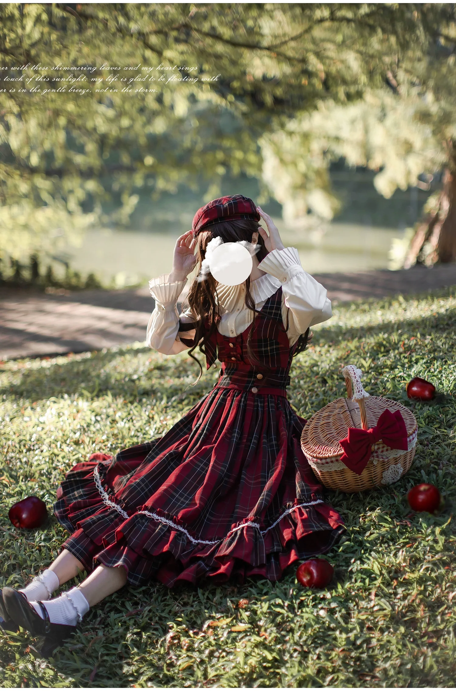 HuTaoMuJK - Little Red Riding Hood - Vintage Lolita Cape & JSK Dress Set - Image 16