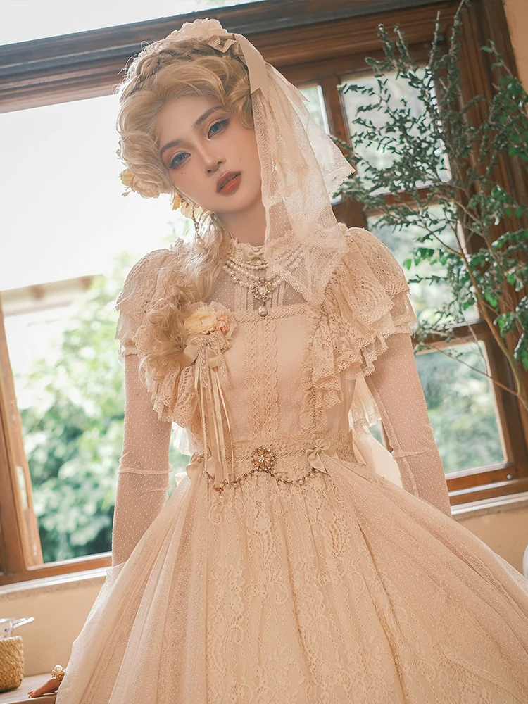 BittterSweet - Vintage Lolita OP Dress, Lace Long Dress - Image 7