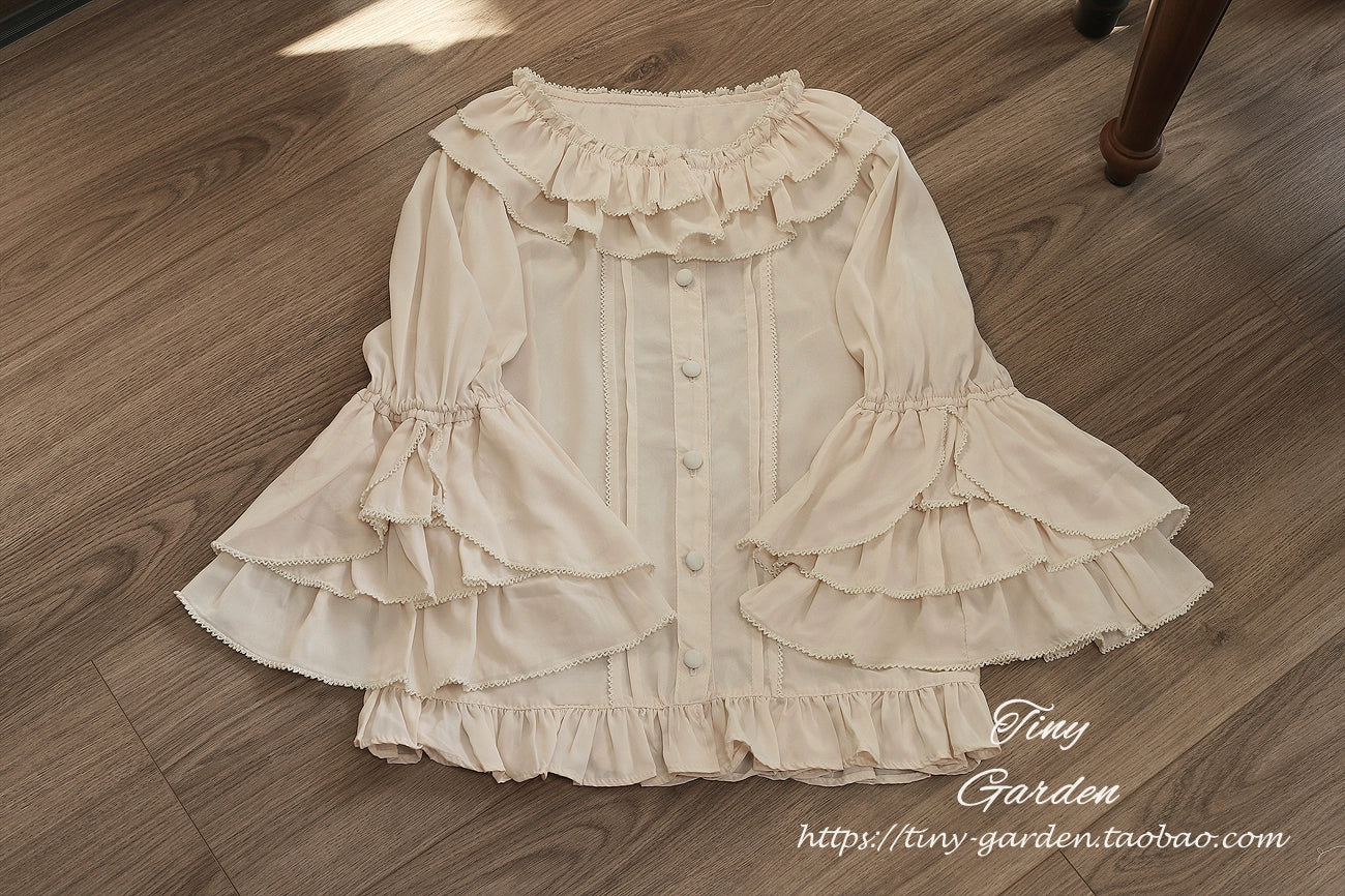 Summer Breeze 2.0 - Vintage Lolita Shirt Round Ruffled Collar/Princess Sleeves - Image 10