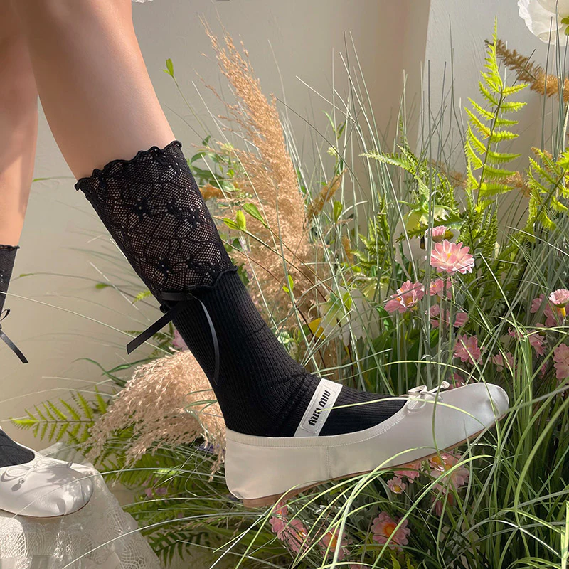 Sweet Lolita Accessory Patchwork Lace Pile Socks - Image 5