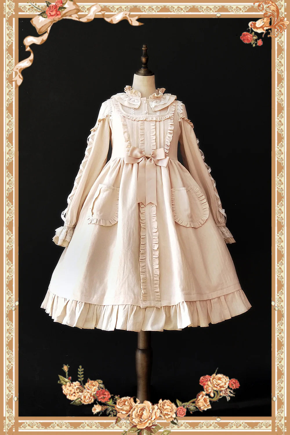 Warm Tea - Cute Ribbon Long Sleeves Cotton Blouse - Image 11
