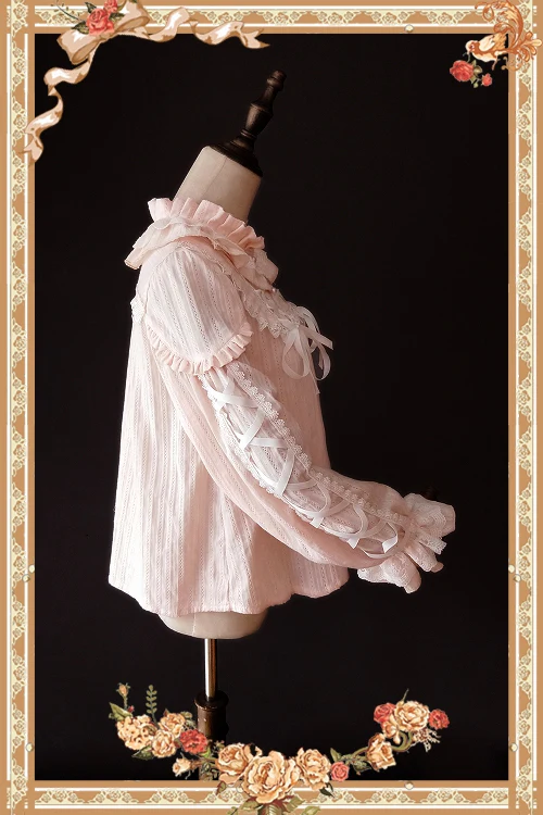 Warm Tea - Cute Ribbon Long Sleeves Cotton Blouse - Image 12