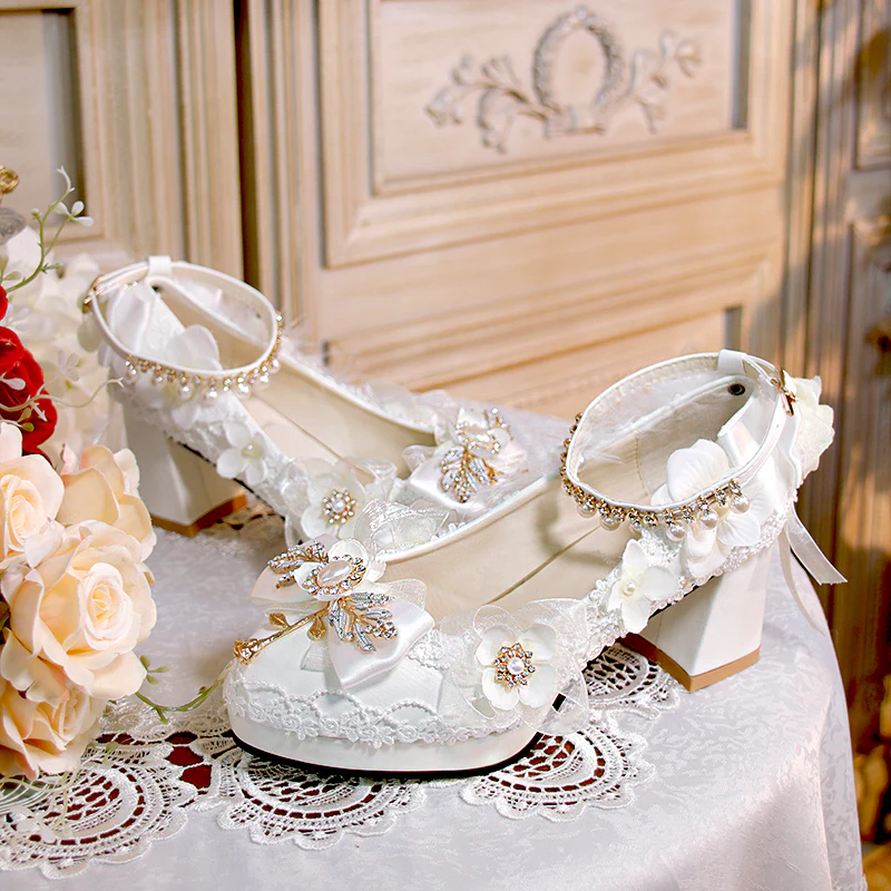 One Night - Wedding Lolita Floral Pointed Toe Heels - Image 4
