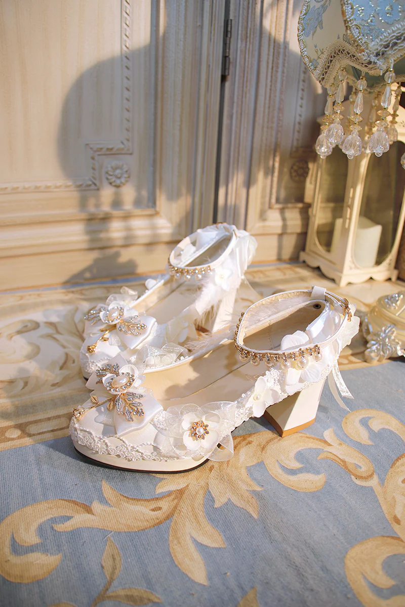 One Night - Wedding Lolita Floral Pointed Toe Heels - Image 7