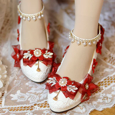 One Night - Wedding Lolita Floral Pointed Toe Heels - Image 9