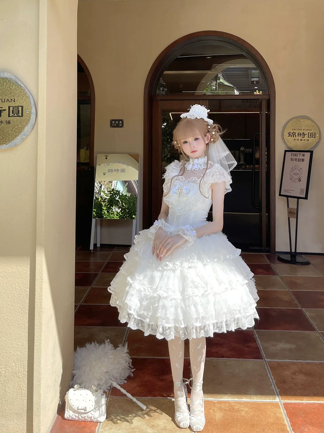 Feather's Ballad - Wedding Lolita JSK Dress, Tiered Ruffles - Image 4