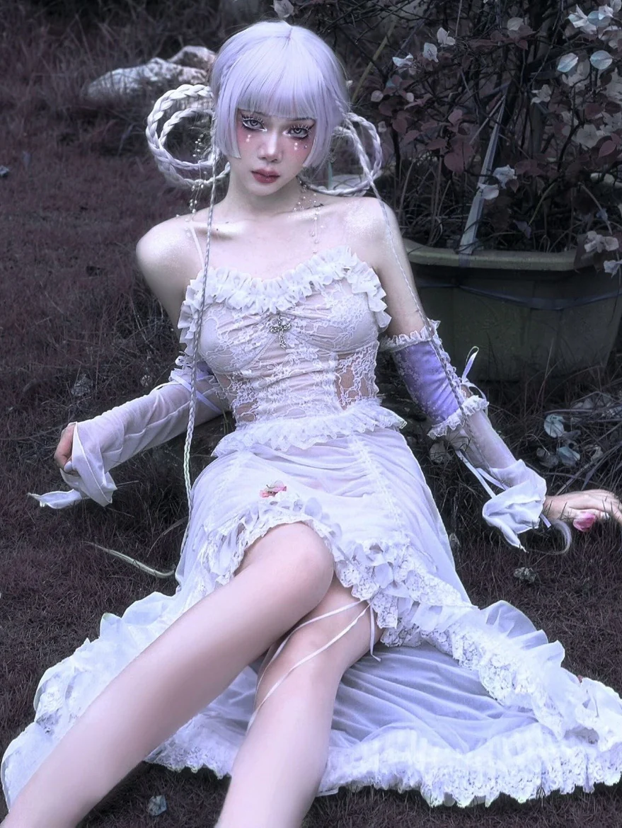 Blood Supply - God's Redemption - White Gothic Halloween Jumper Dress - Image 4