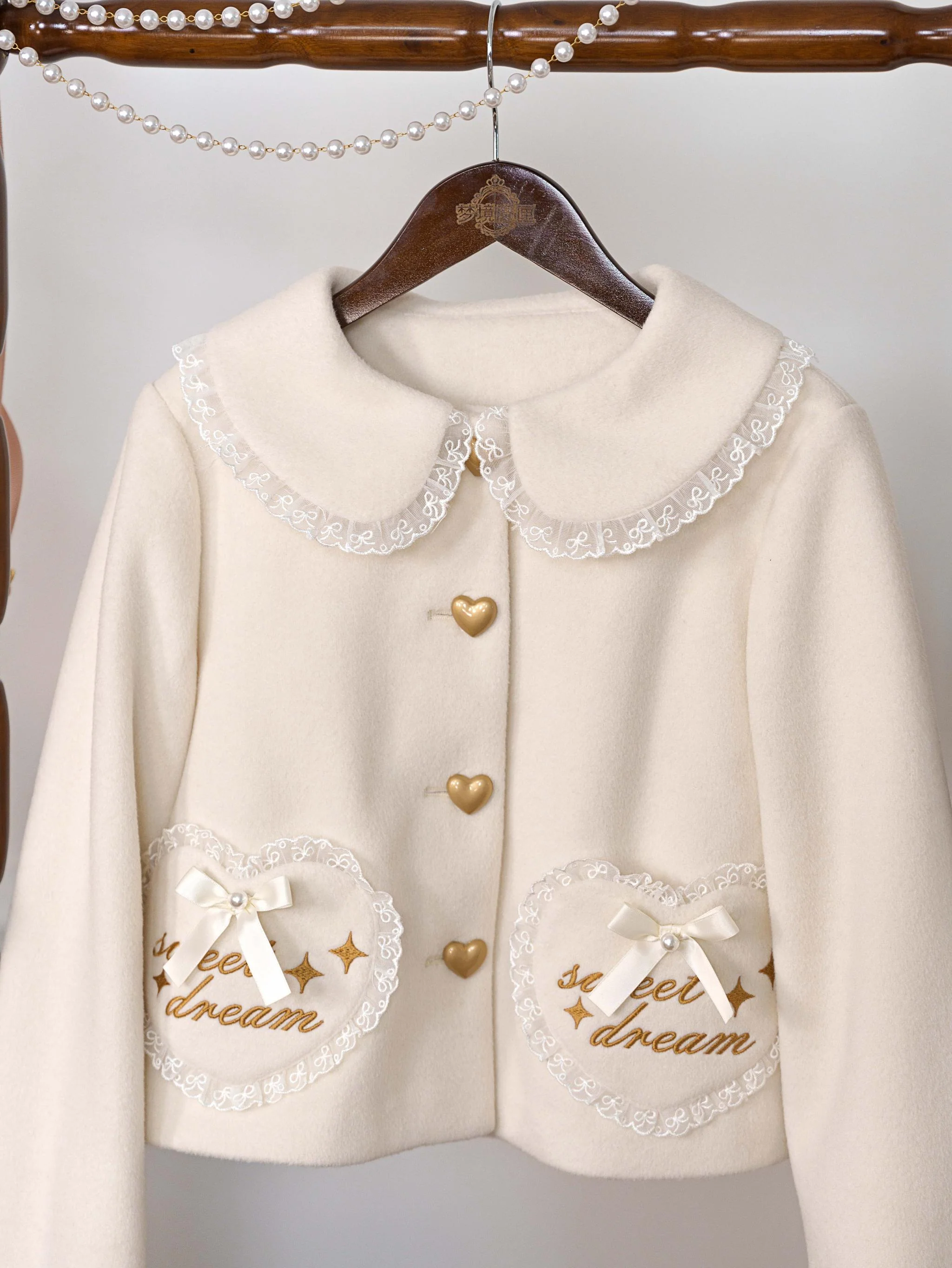Milk Puff - Winter Fleece-lined Sweet Lolita Coat, Detachable Collar - Image 16