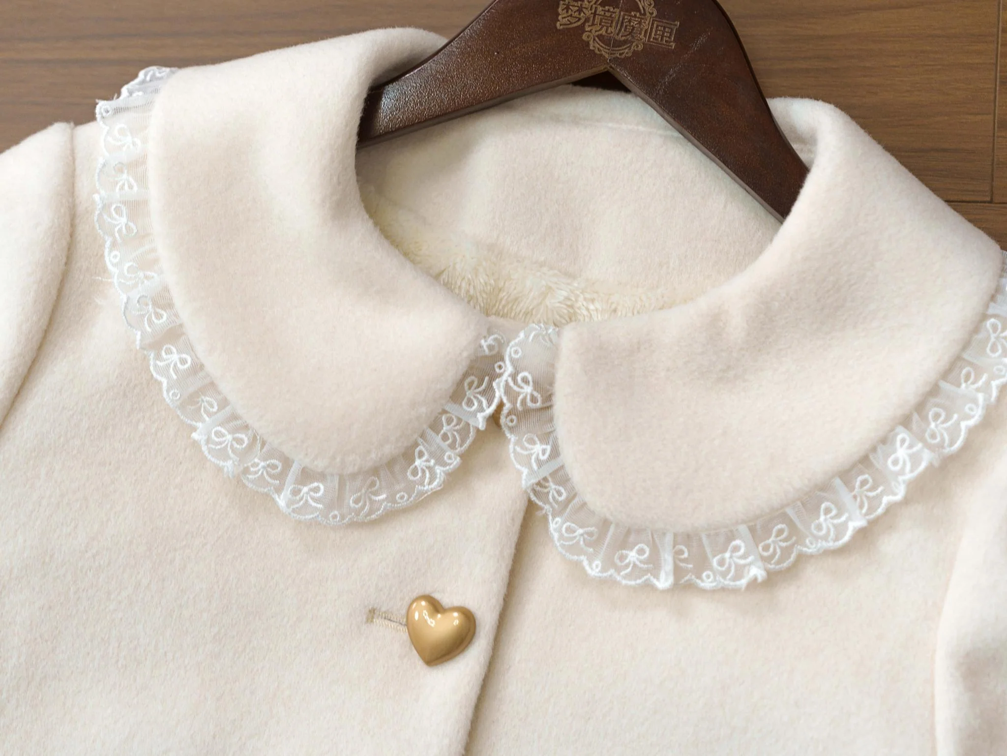 Milk Puff - Winter Fleece-lined Sweet Lolita Coat, Detachable Collar - Image 18