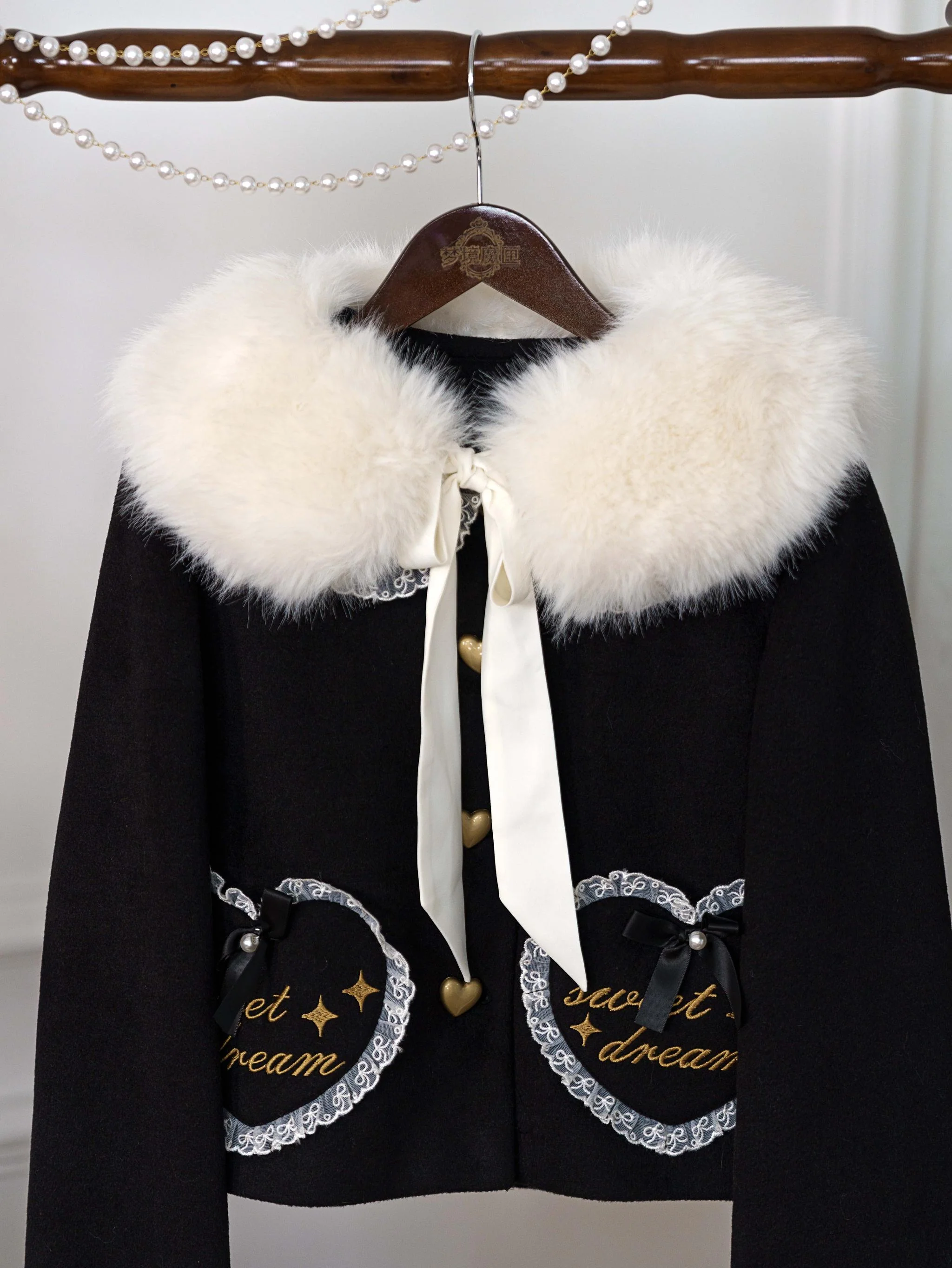 Milk Puff - Winter Fleece-lined Sweet Lolita Coat, Detachable Collar - Image 34