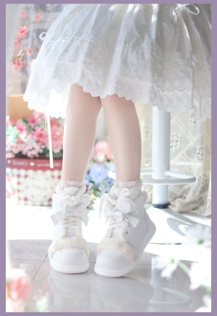 Bear Dada - Winter Kawaii Lolita Boots, Plush Accent - Image 4