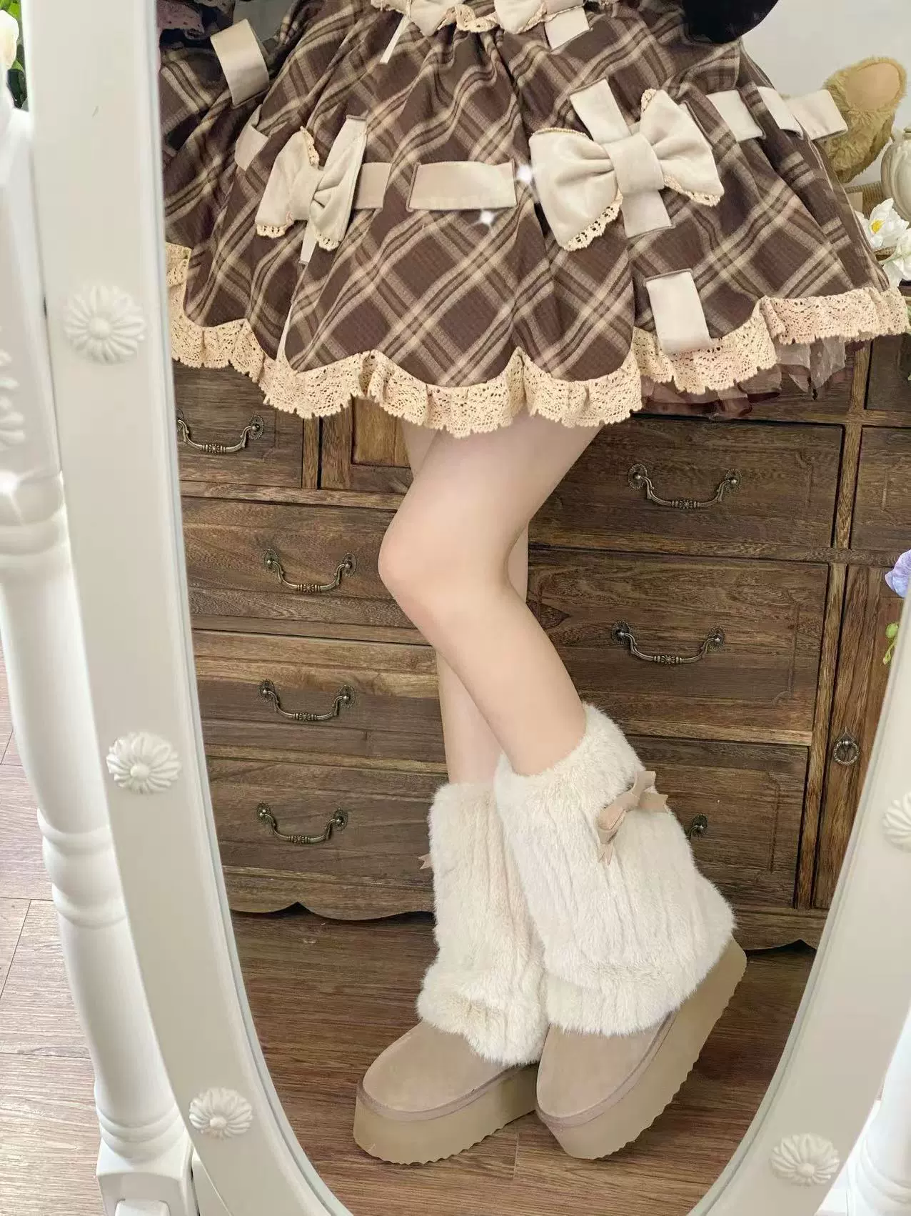 Winter Love Song - Winter Lolita Mid-Calf Boots Plush Snow Boots Thick Sole - Image 2