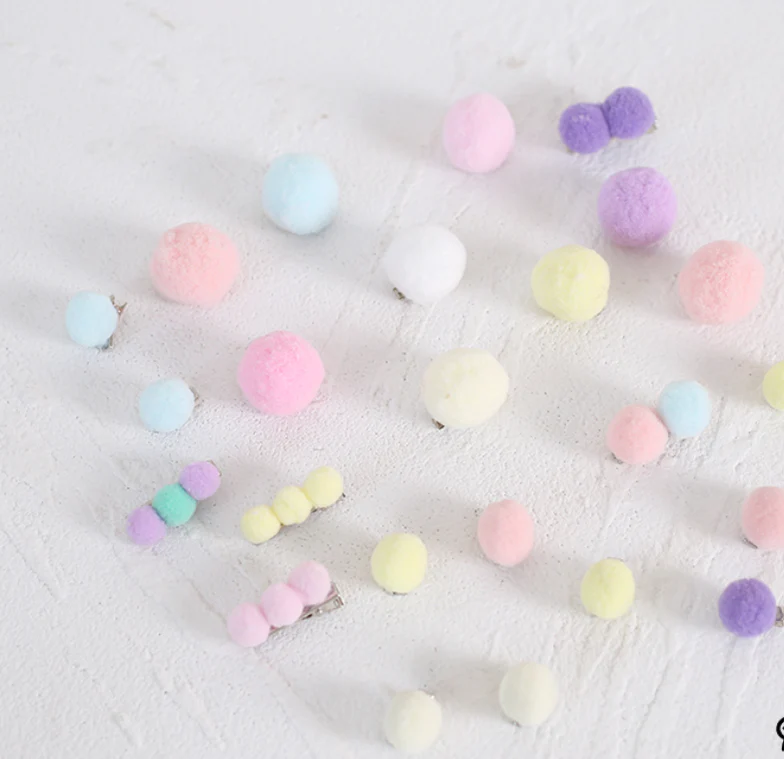 Xiaogui - Bared Sweet Lolita Accessory Pink and Blue Pompom Hair Clip - Image 8