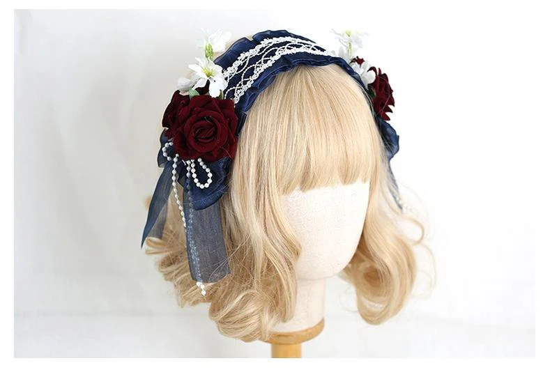 Xiaogui - Elegant Lolita Floral Lace Handmade Headband - Image 10