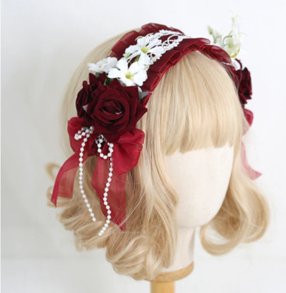 Xiaogui - Elegant Lolita Floral Lace Handmade Headband - Image 14
