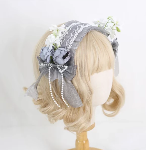 Xiaogui - Elegant Lolita Floral Lace Handmade Headband - Image 24