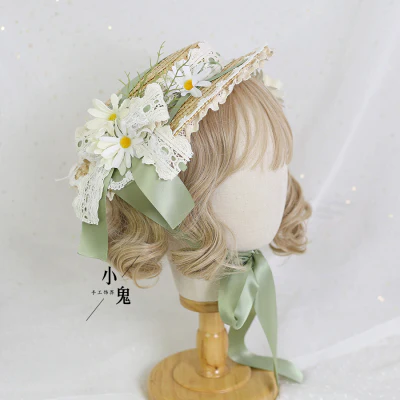 Xiaogui - Flower Lolita Tea Party Straw Hat - Image 10