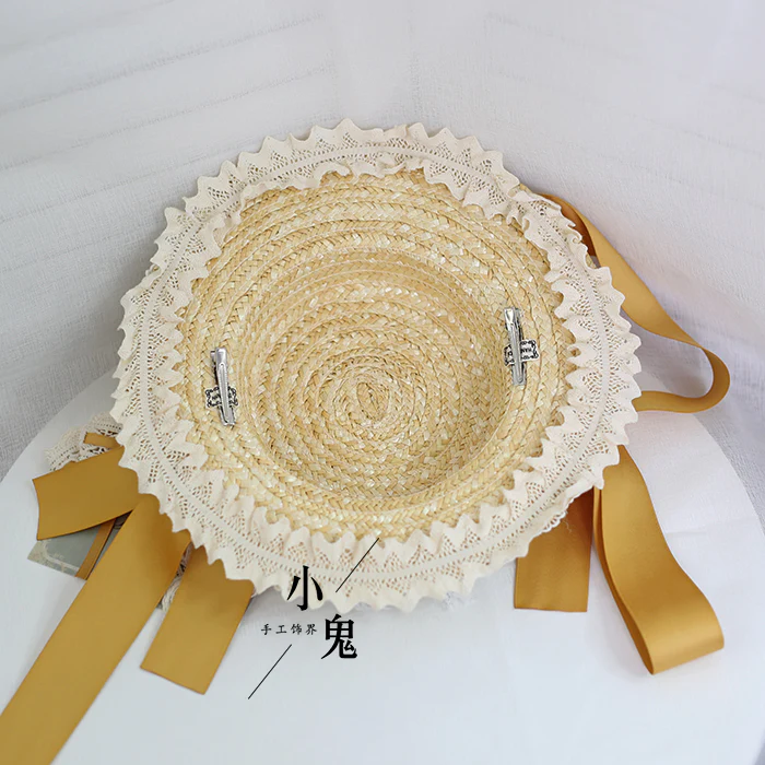 Xiaogui - Flower Lolita Tea Party Straw Hat - Image 7