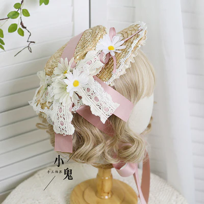 Xiaogui - Flower Lolita Tea Party Straw Hat - Image 9