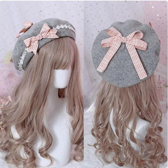 Xiaogui - Sweet and Lovely Daisy Bowknot Woolen Beret - Image 12