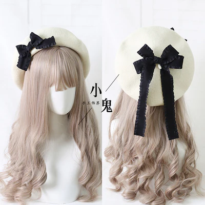 Xiaogui - Sweet Bow Multicolors Lolita Wool Beret - Image 12