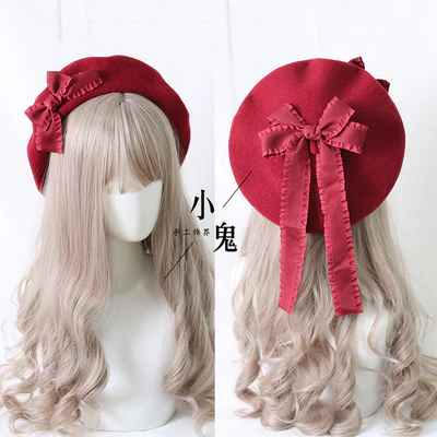 Xiaogui - Sweet Bow Multicolors Lolita Wool Beret - Image 14
