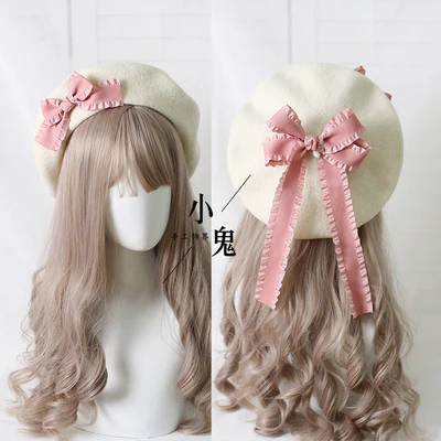Xiaogui - Sweet Bow Multicolors Lolita Wool Beret - Image 15