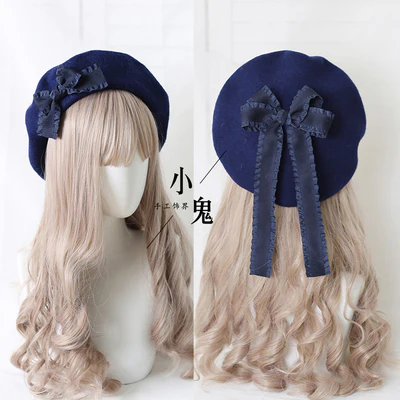 Xiaogui - Sweet Bow Multicolors Lolita Wool Beret - Image 17