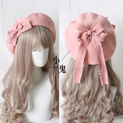 Xiaogui - Sweet Bow Multicolors Lolita Wool Beret - Image 20