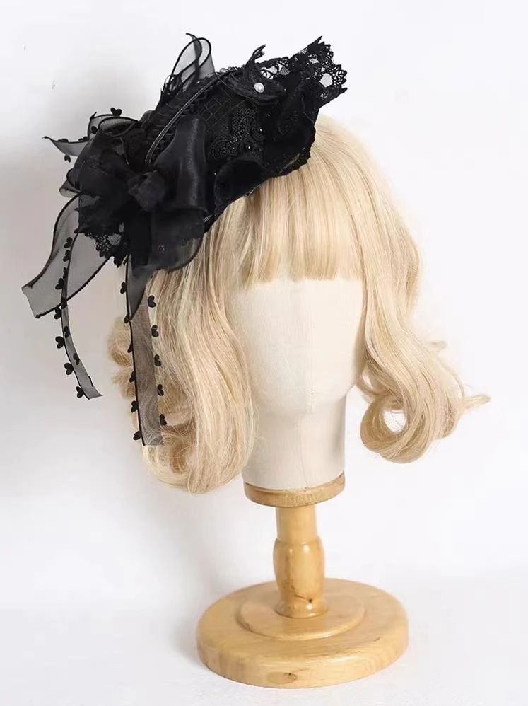 xiaogui - Vintage Lolita Tea Party Lace Top Hat - Image 6